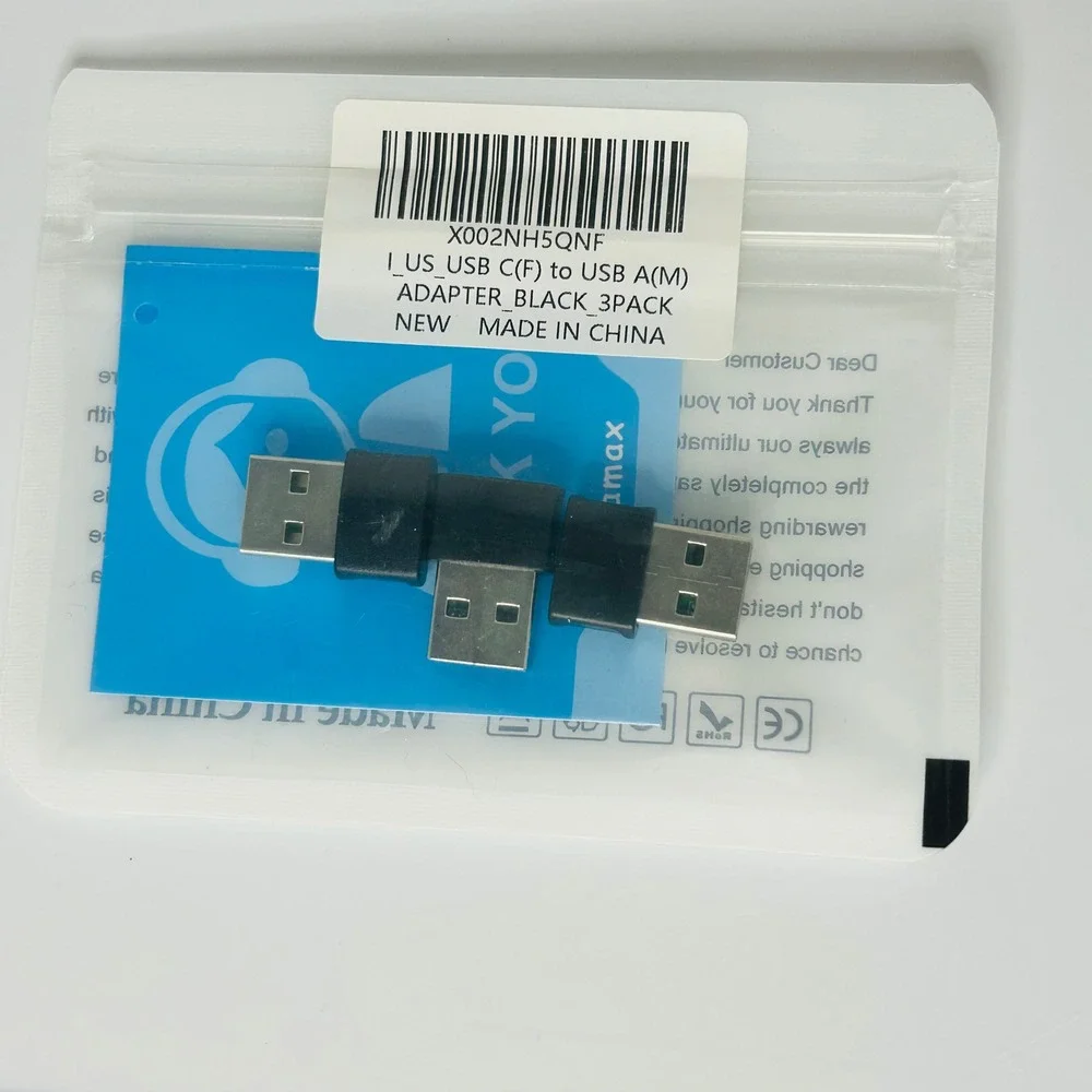 USB C to USB A Adapter‎ ~Black~ 3 Pack ~New
